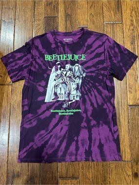 🕷️ New Without Tags Beetlejuice Tie-Dye Graphic T-Shirt - Purple Size Medium